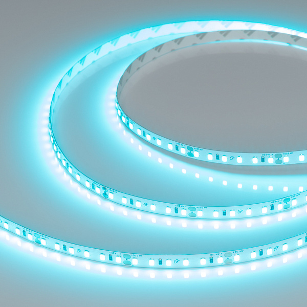 Светодиодная лента RT-A120-8mm 24V Mint Blue (9.6 W/m, IP20, 5m) (Arlight, -) Lednikoff