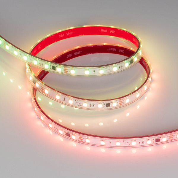 Светодиодная лента герметичная SPI-PFS-B60-12mm 24V RGB-PX6-BPT (12 W/m, IP68, 5060, 5m) (Arlight, бегущий огонь) Lednikoff