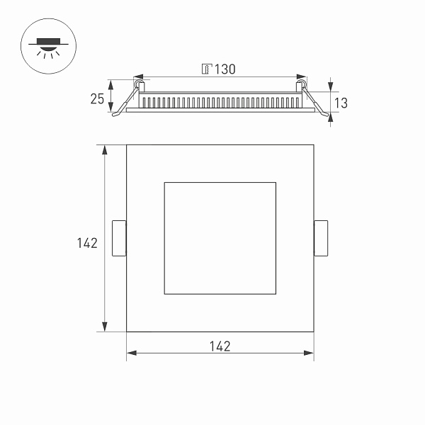 Светильник DL-142x142M-13W White (Arlight, IP40 Металл, 3 года) Lednikoff