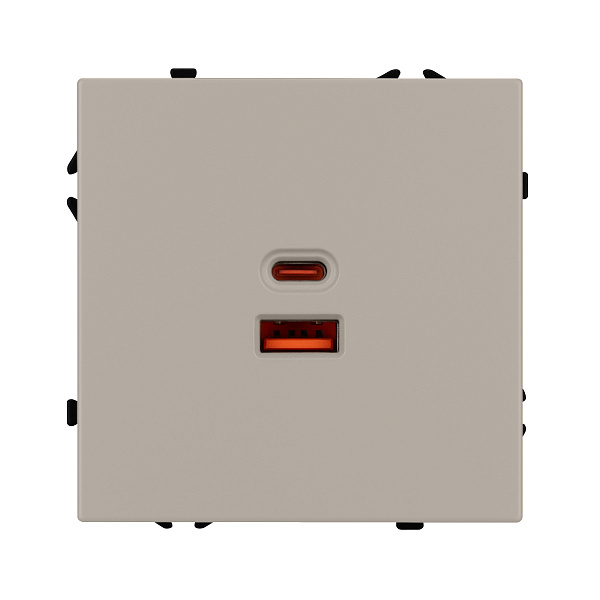 Механизм розетки с быстрой USB зарядкой SCT-NOBE-MUAC-SFPL-FC-CA (65W, QC3) (Arlight, Кашемир) Lednikoff
