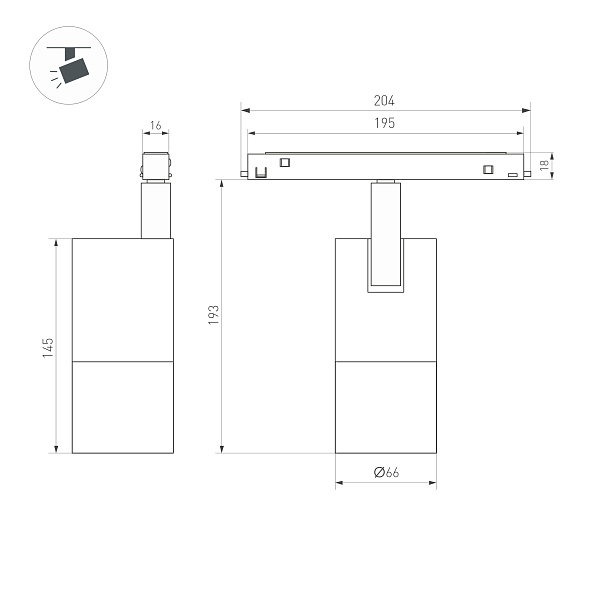 Светильник MAG-ORIENT-SPOT-ZOOM-R65-15W Day4000 (BK, 20-60 deg, 48V) (Arlight, IP20 Металл, 5 лет)