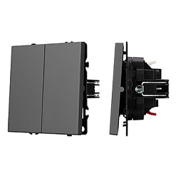 Механизм звонкового выключателя двухклавишный SWT-NOBE-MKR2-SFPL-GR (230V, 10A) (Arlight, Серый базальт)