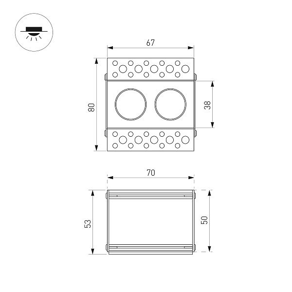 Светильник MS-ORIENT-BUILT-TRIMLESS-TC-S38x67-5W Warm3000 (WH-BK, 30 deg, 230V) (Arlight, IP20 Металл, 5 лет) Lednikoff