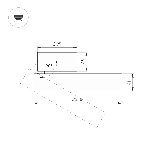 Светильник SP-RONDO-FLAP-R210-20W Day4000 (BK, 110 deg) (Arlight, IP40 Металл, 3 года) Lednikoff