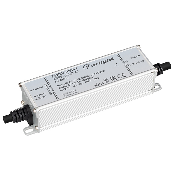 Блок питания ARPV-12060-A1 (12V, 5.0A, 60W) (Arlight, IP67 Металл, 3 года) Lednikoff