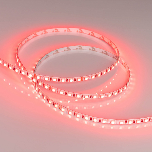 Светодиодная лента RT-G120-5mm 24V RGB (7.5 W/m, IP20, 3838, 5m) (Arlight, узкая) Lednikoff