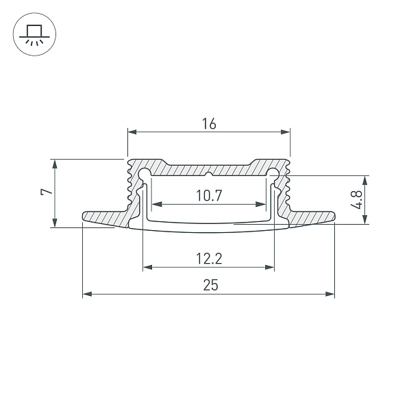 Профиль SL-SLIM-H7-F25-2000 ANOD (Arlight, Алюминий) Lednikoff