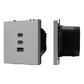 ARL NOBE USB Розетка тип А+С+С софт-тач никель SCT-MUACC-SFPL-FC-IS (65W, QC3) (Arlight, -)
