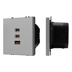 ARL NOBE USB Розетка тип А+С+С софт-тач никель SCT-MUACC-SFPL-FC-IS (65W, QC3) (Arlight, -)