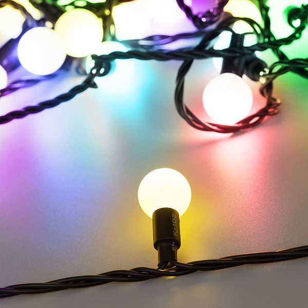 Светодиодная гирлянда ARD-BALL-PRO-D23-10000-BLACK-80LED RGB (230V, 7W) (Ardecoled, IP65) Lednikoff