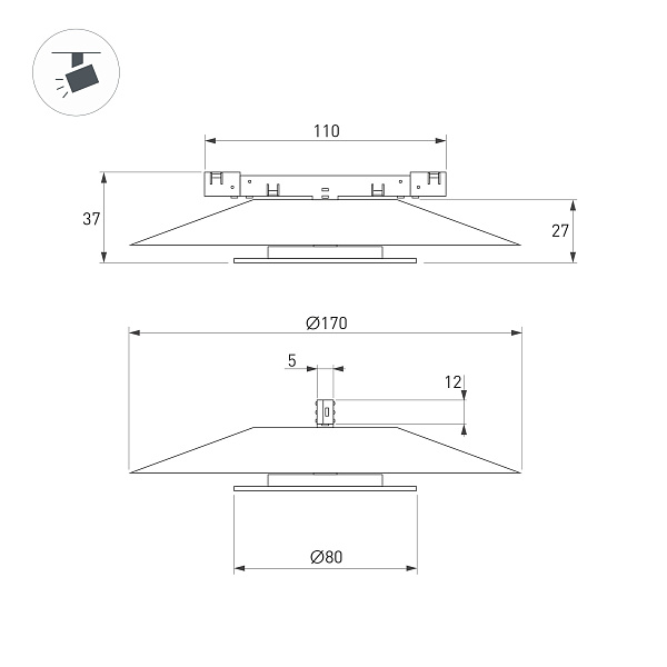 Светильник MAG-MICROCOSM-VINYL-R170-7W Day4000 (BK, 150 deg, 24V) (Arlight, IP20 Металл, 5 лет)