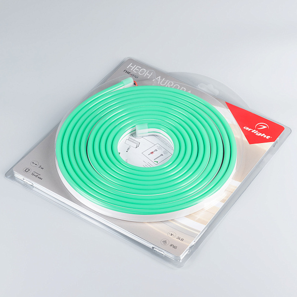 Светодиодная лента герметичная AURORA-PS-A120-16x8mm 24V Green (10 W/m, IP65, 2835, 5m) (Arlight, Силикон, 2 года)
