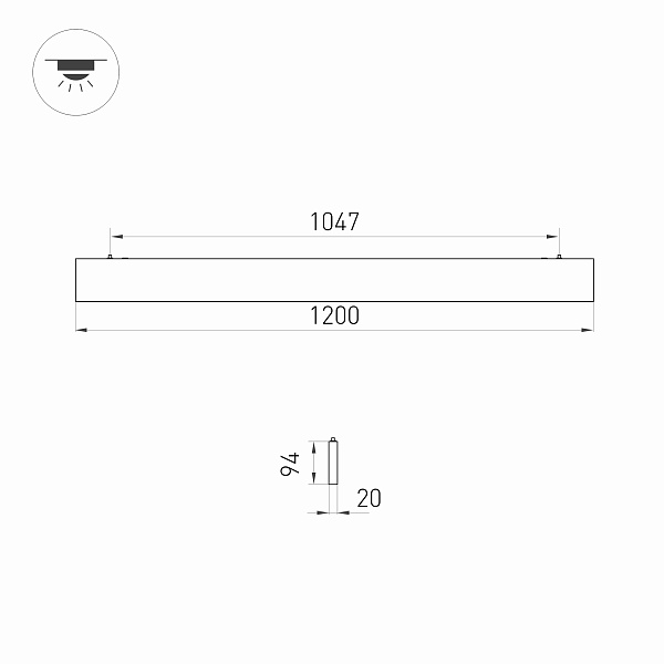 Светильник ALT-LINEAIR-FLAT-UPDOWN-DIM-S2094-1200-40W Warm3000 (BK, 100 deg, 230V) (Arlight, IP20 Металл, 3 года)