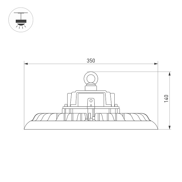 Светильник SP-ARIVA-MOTION-R350-200W White5000 (BK, 60 deg, 230V) (Arlight, IP65 Металл, 5 лет) Lednikoff