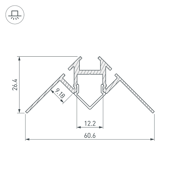 Профиль ARH-DECORE-S12-INT-2000 ANOD внутренний (Arlight, Алюминий) Lednikoff