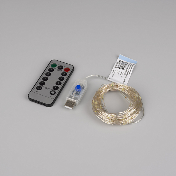 Светодиодная гирлянда ARD-DEW-HOME-10000-CLEAR-100LED-LIVE White6000 (5V, USB, ПДУ) (Ardecoled, IP20) Lednikoff