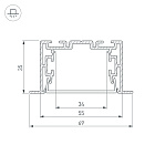 Профиль с экраном S2-LINIA69-F-2500 ANOD+OPAL (Arlight, Алюминий) Lednikoff