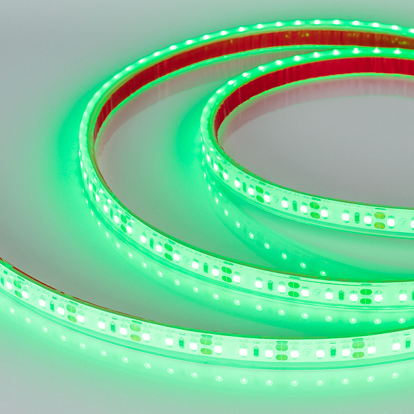 Светодиодная лента RTW 2-5000PGS 12V Green 2x (3528, 600 LED, LUX) (Arlight, 9.6 Вт/м, IP67) Lednikoff