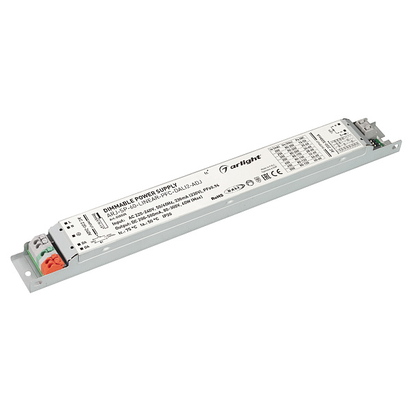 Блок питания ARJ-SP-60-LINEAR-PFC-DALI2-ADJ (60W, 80-300V, 0.2-0.5A) (Arlight, IP20 Металл, 5 лет) Lednikoff