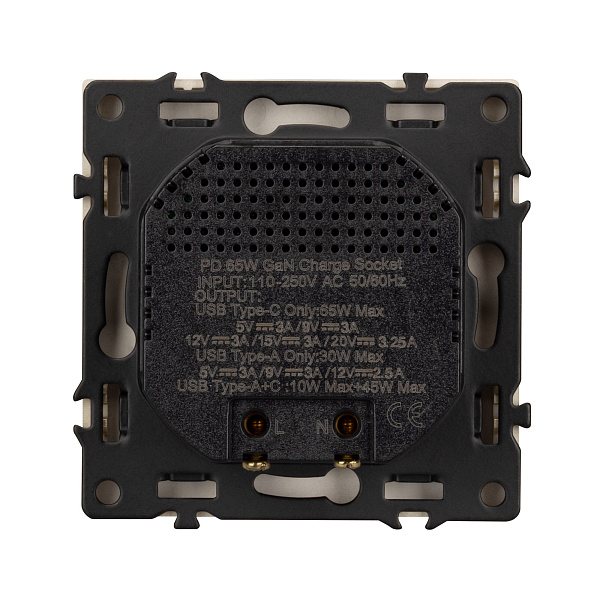 Механизм розетки с быстрой USB зарядкой SCT-NOBE-MUAC-SFPL-FC-GD (65W, QC3) (Arlight, Золотой песок) Lednikoff