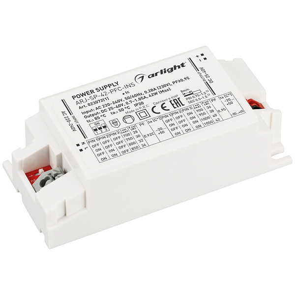Блок питания ARJ-SP-42-PFC-INS (42W, 25-40V, 0.7-1.05A) (Arlight, IP20 Пластик, 5 лет) Lednikoff