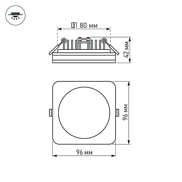 Светодиодная панель LTD-96x96SOL-10W Day White 4000K (Arlight, IP44 Пластик, 3 года) Lednikoff