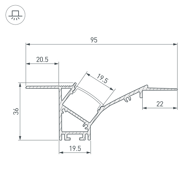 Профиль FANTOM-W45-BEVEL-2000 WHITE (Arlight, Алюминий) Lednikoff