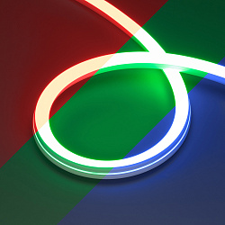 Светодиодная лента герметичная MOONLIGHT-PRO-SIDE-X360-20x20mm 24V RGB (12 W/m, IP67, 10m, wire x2) (Arlight, Вывод боковой, 5 лет)