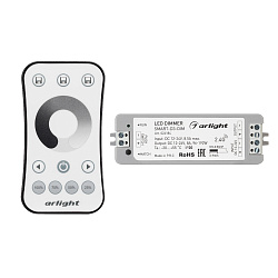 Диммер SMART-DIM-SET-RING (12-24V, 1x8A, ПДУ 2.4G) (Arlight, IP20 Пластик, 5 лет)