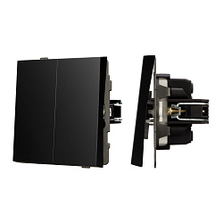 Механизм выключателя двухклавишный проходной SWT-TENDO-MKP2-PL-BK (230V, 10A) (Arlight, Черный)