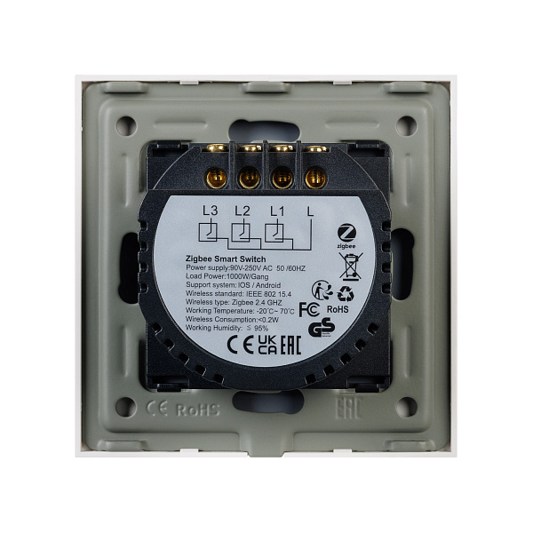 Выключатель сенсорный SWT-OMALI-S03-ZB-WH (250V, 10A, Zigbee) (Arlight, Стекло) Lednikoff