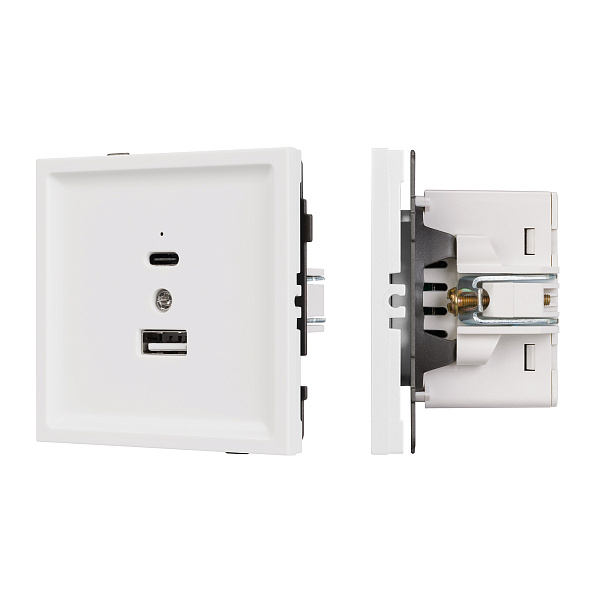 Механизм USB розетки SCT-TENDO-MUAC-PL-WH (5V, 3A, QC3) (Arlight, Белый) Lednikoff