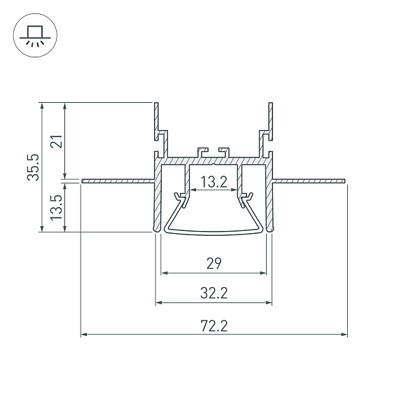 Профиль FOLED-CEIL-CENTER-2000 (Arlight, Алюминий) Lednikoff