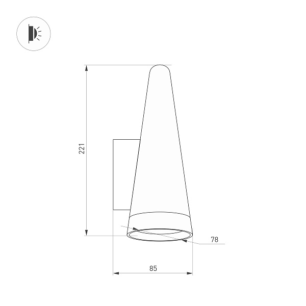 Светильник LGD-CONO-WALL-7W Warm3000 (DG, 36 deg, 230V) (Arlight, IP54 Металл, 3 года) Lednikoff