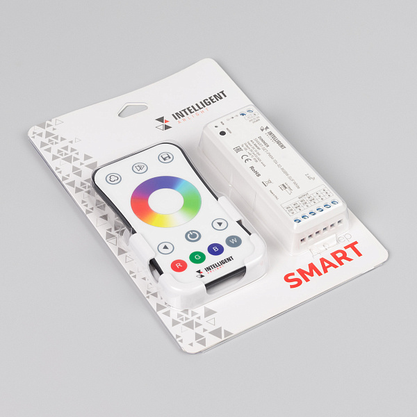 INTELLIGENT ARLIGHT Диммер SMART-SET-PWM-104-52-RGBW-SUF White (12-24V, 4x4A, ПДУ RING 10кн, 2.4G) (IARL, IP20 Пластик, 5 лет) Lednikoff