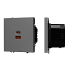 Механизм розетки с быстрой USB зарядкой SCT-NOBE-MUAC-SFPL-FC-GR (65W, QC3) (Arlight, Серый базальт) Lednikoff