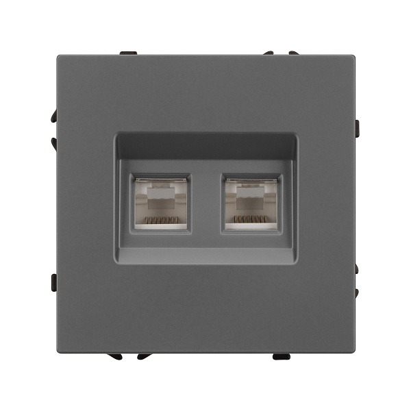 Механизм сдвоенной компьютерной розетки SCT-NOBE-MPC2-SFPL-GR (RJ-45, CAT6) (Arlight, Серый базальт) Lednikoff