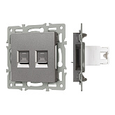 Механизм компьютерной розетки двойной SCT-MPC2-PL-GR (RJ-45, CAT6) (Arlight, -)