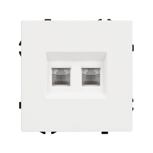Механизм сдвоенной компьютерной розетки SCT-NOBE-MPC2-SFPL-WH (RJ-45, CAT6) (Arlight, Белый кварц) Lednikoff
