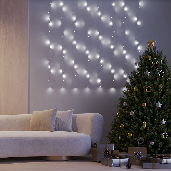 Светодиодная гирлянда ARD-CURTAIN-HOME-1500x1500-CLEAR-144LED White (230V, 6W) (Ardecoled, IP20) Lednikoff
