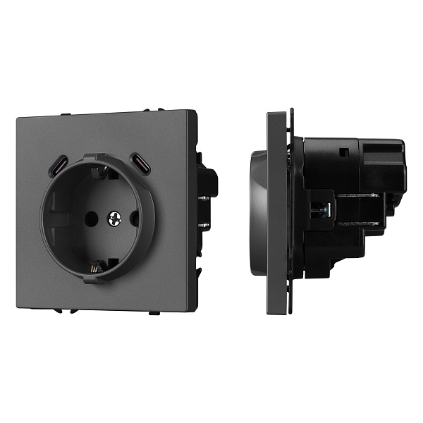 Механизм розетки с USB зарядкой SCT-NOBE-MUCC-SFPL-GR (230V, 16A) (Arlight, -) Lednikoff