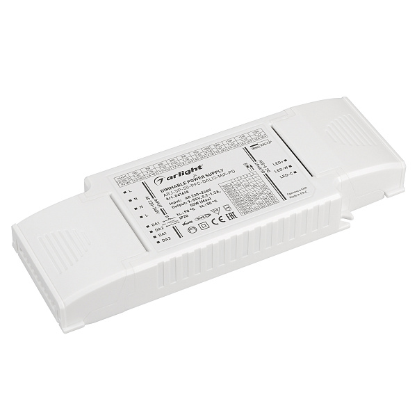 Блок питания ARJ-SP-50-PFC-DALI2-MIX-PD (50W, 9-55V, 0.7-1.2А) (Arlight, IP20 Пластик, 5 лет) Lednikoff