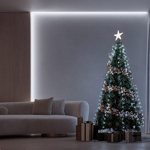 Светодиодная гирлянда Лучи Смарт ARD-GALA-CLASSIC-3000-BLACK-300LED White (230V, 4.7W, Tuya Wi-Fi) (Ardecoled, IP65) Lednikoff