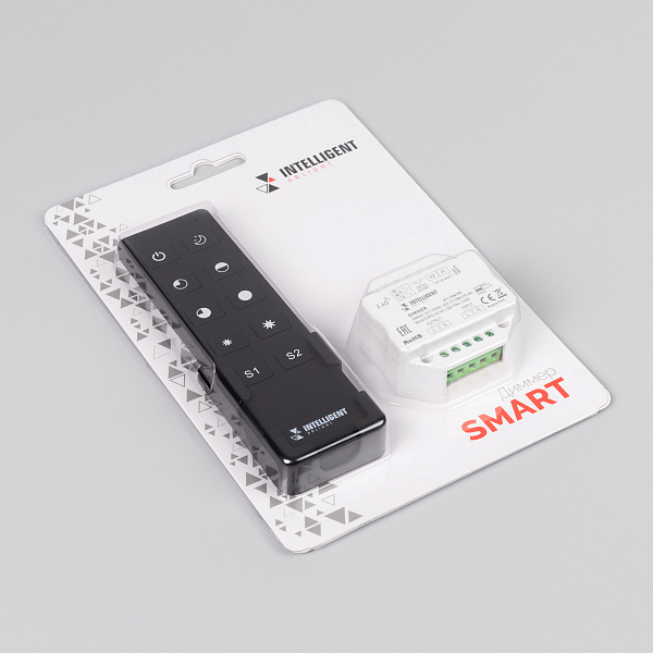 INTELLIGENT ARLIGHT Диммер SMART-SET-TRIAC-601-72-DIM-PD-IN Black (230V, 1x1.5A, ПДУ 10кн, 2.4G) (IARL, IP20 Пластик, 5 лет) Lednikoff