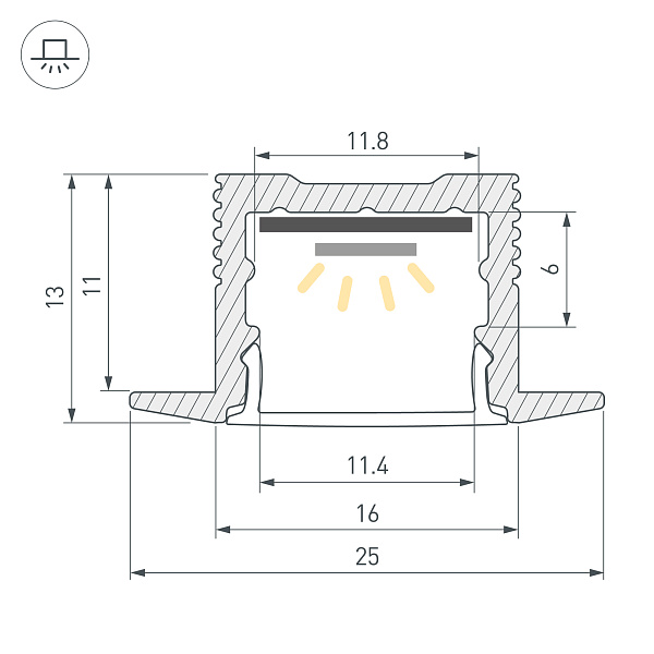 Профиль SL-SLIM-H13M-F25-2000 BLACK (Arlight, Алюминий) Lednikoff