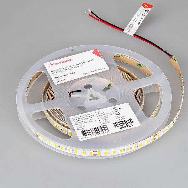 Светодиодная лента ULTRA-C126-10mm 24V Day4000 (14.4 W/m, IP20, 5630, 5m) (Arlight, высок.эфф.200 лм/Вт) Lednikoff