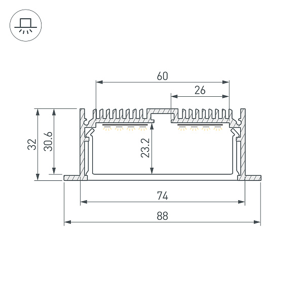 Профиль SL-LINIA88-F-2000 ANOD (Arlight, Алюминий) Lednikoff