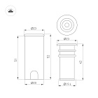Светильник ART-PELURU-GROUND-R23-1W Warm2700 (SL, 30 deg, 24V) (Arlight, IP67 Металл, 3 года) Lednikoff