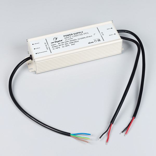 Блок питания ARPV-LG05150-PFC (5V, 30.0A, 150W) (Arlight, IP67 Металл, 5 лет) Lednikoff