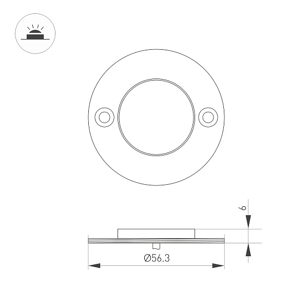 Светильник ART-DECK-LAMP-R56-3W Warm3000 (SL, 120 deg, 24V) (Arlight, IP67 Металл, 3 года) Lednikoff